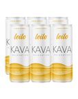 Six Leilo Kava Lemon Ginger cans on a transparent background