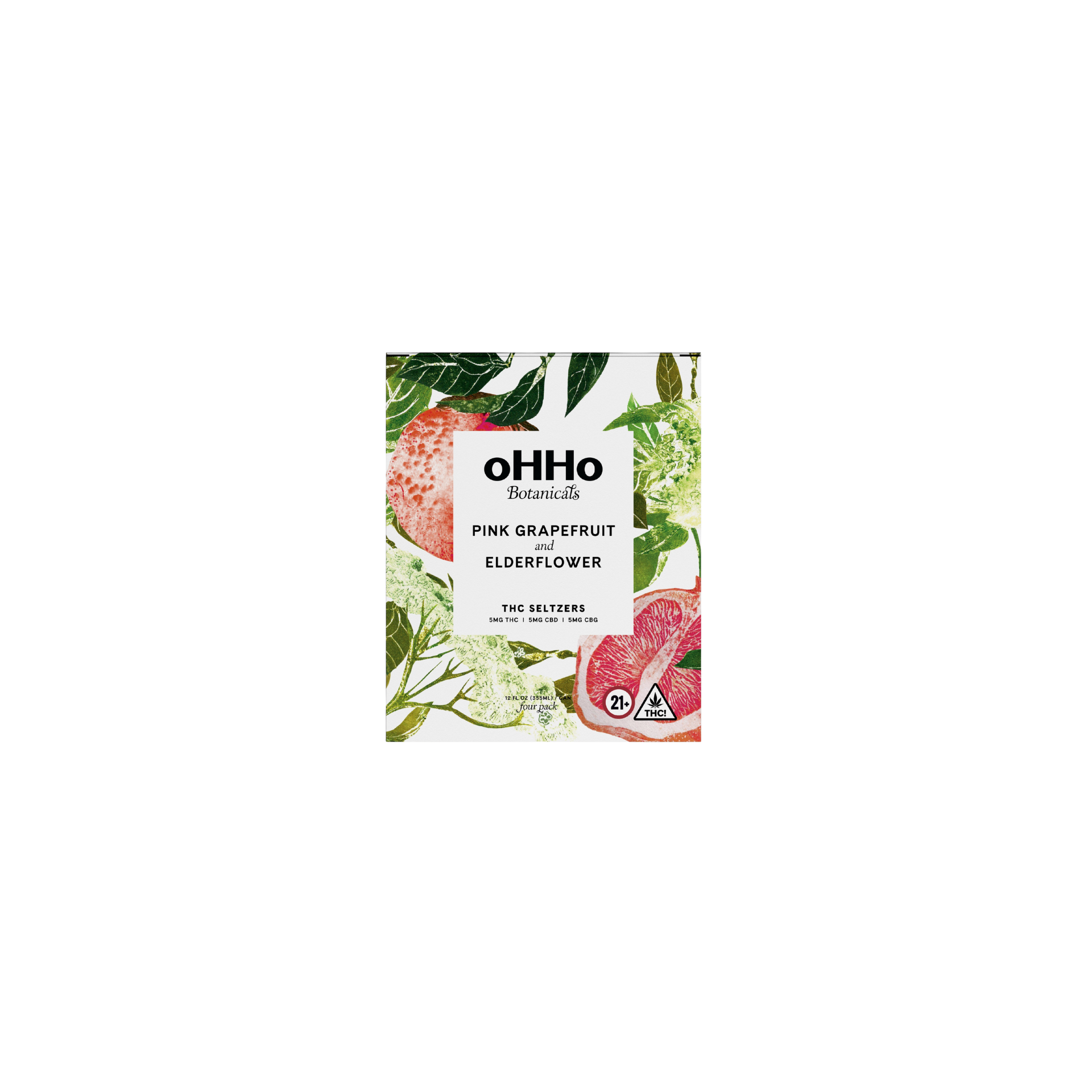 oHHo - Pink Grapefruit and Elderflower Infused Seltzer - 3mg 4pk