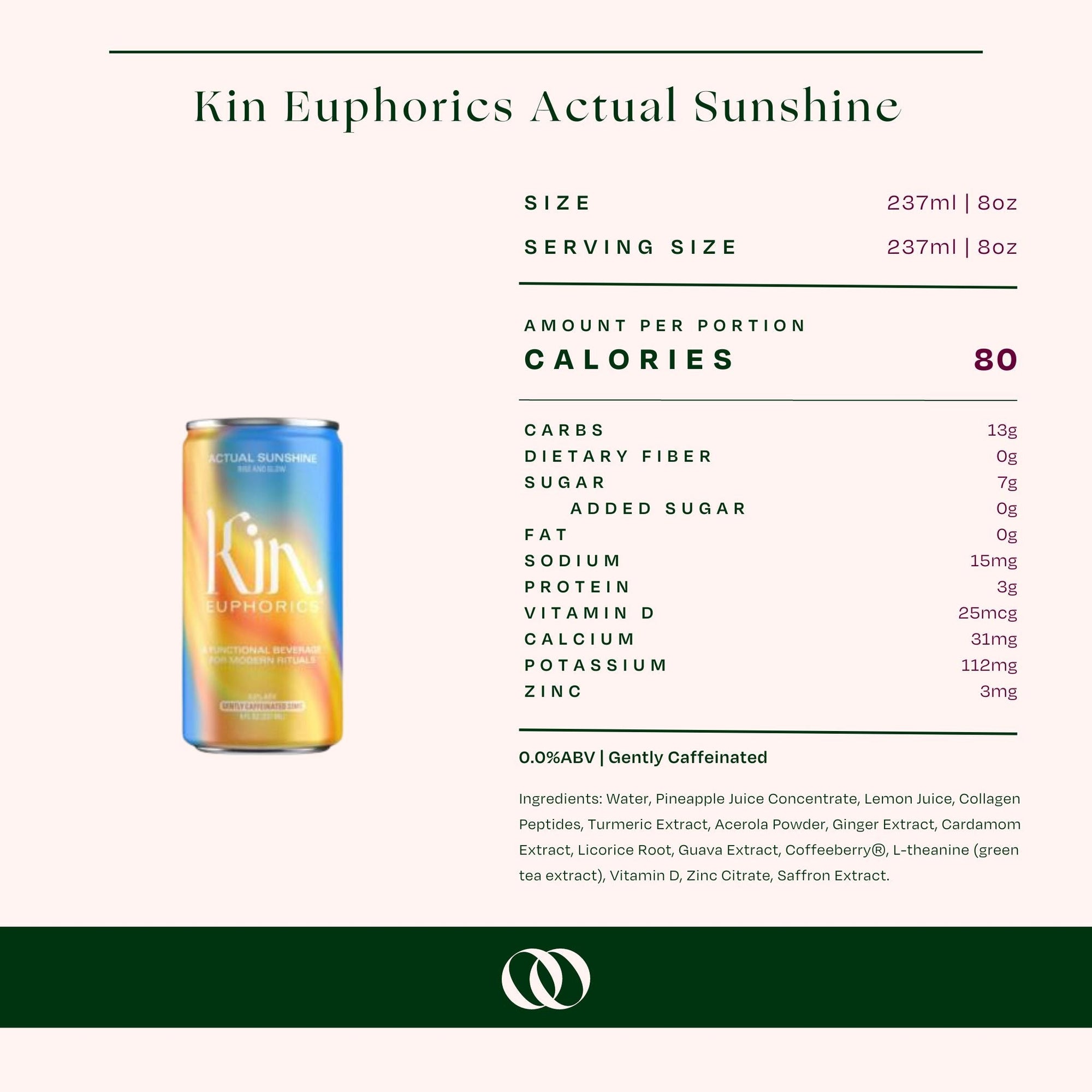 Kin Euphorics - Actual Sunshine Ready To Drink - 4 Pack - Buzz by Boisson