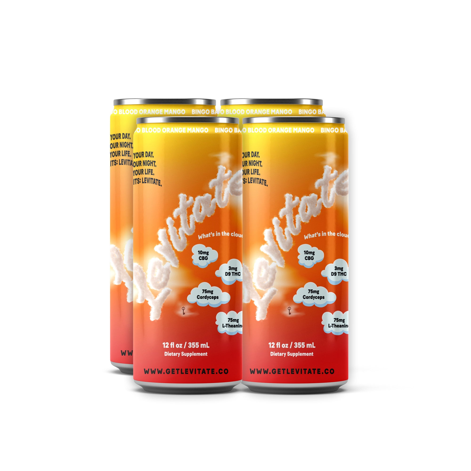 Levitate Bingo Bango Blood Orange Mango - 4 pack - Buzz by Boisson